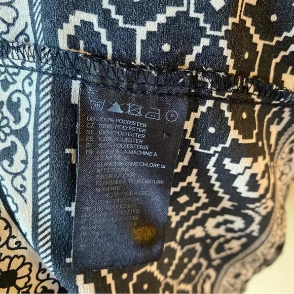 H&M Black and Cream Boho Balloon Sleeve Dress Size 4 - Picture 5 of 9